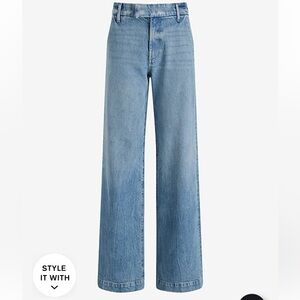 Express Women’s High Waisted Medium Wash Wide Leg Jeans NWT